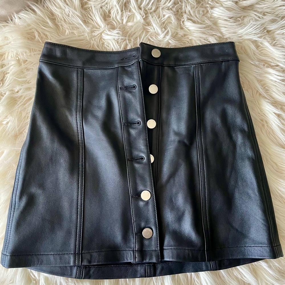 Rag & Bone Black Mini Leather Skirt